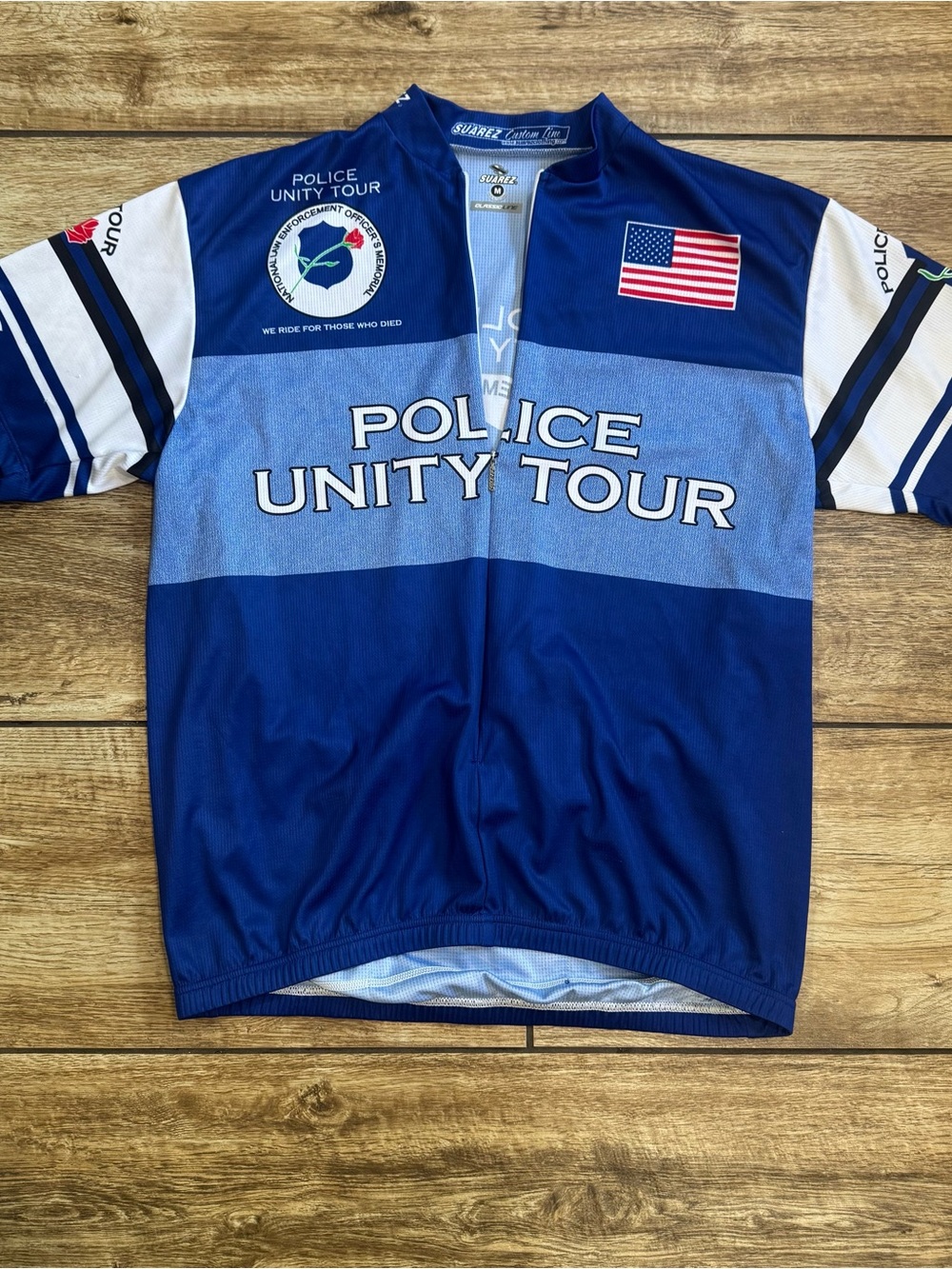 Suarez Police Full Zip Cycling Jersey Size Medium Police Unity Tour shirt - Picture 9 of 15